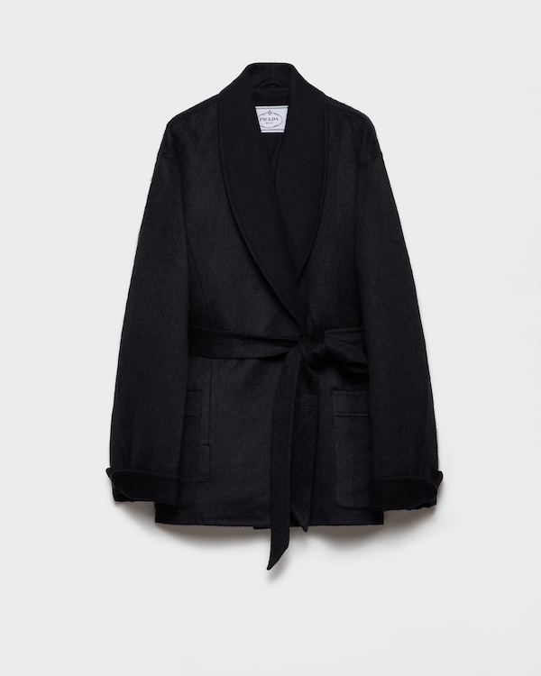 Caban monopetto in velour double - Blu Caban monopetto in velour double - Blu