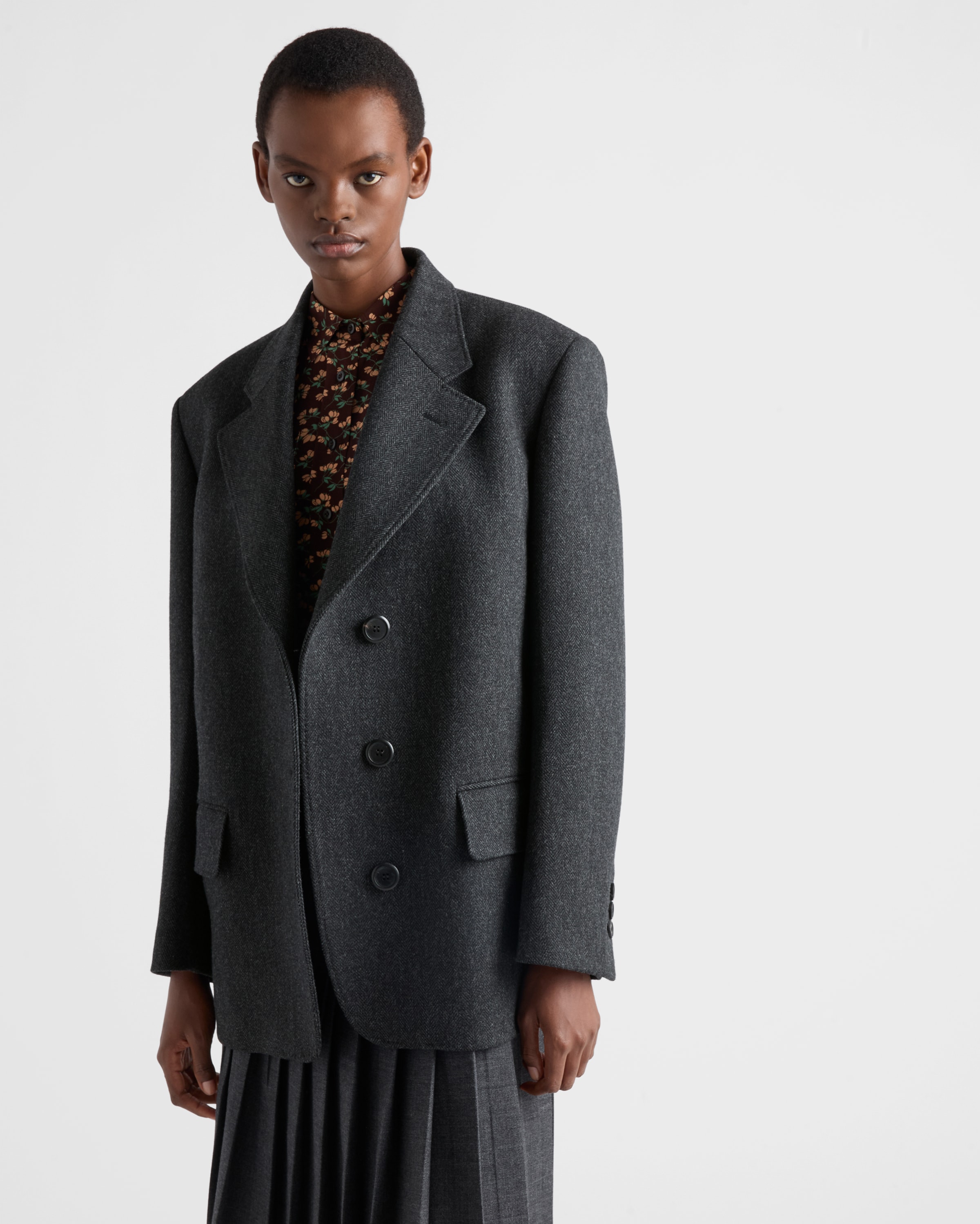 Single-breasted chevron caban jacket