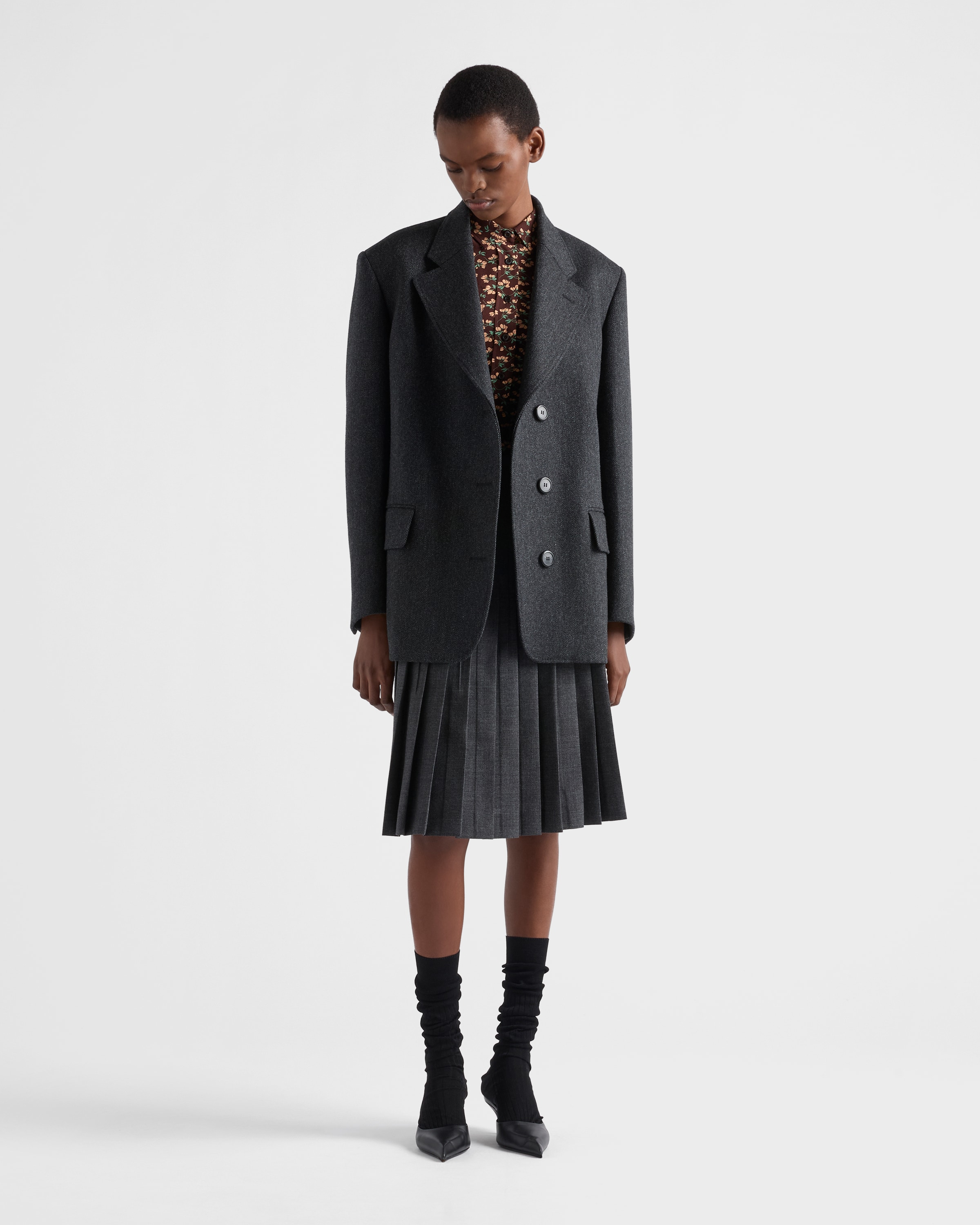 Single-breasted chevron caban jacket