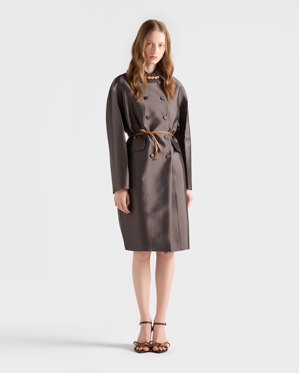 Double-breasted wool and silk coat - Grey Double-breasted wool and silk coat - Grey