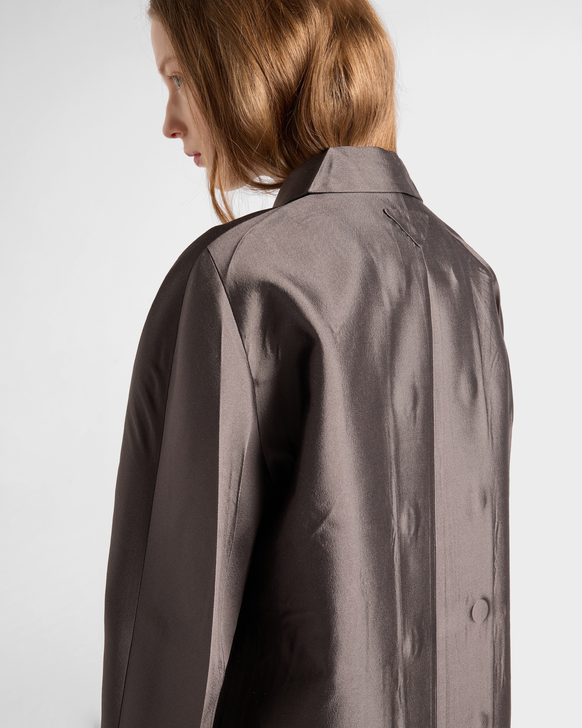 Double-breasted wool and silk coat