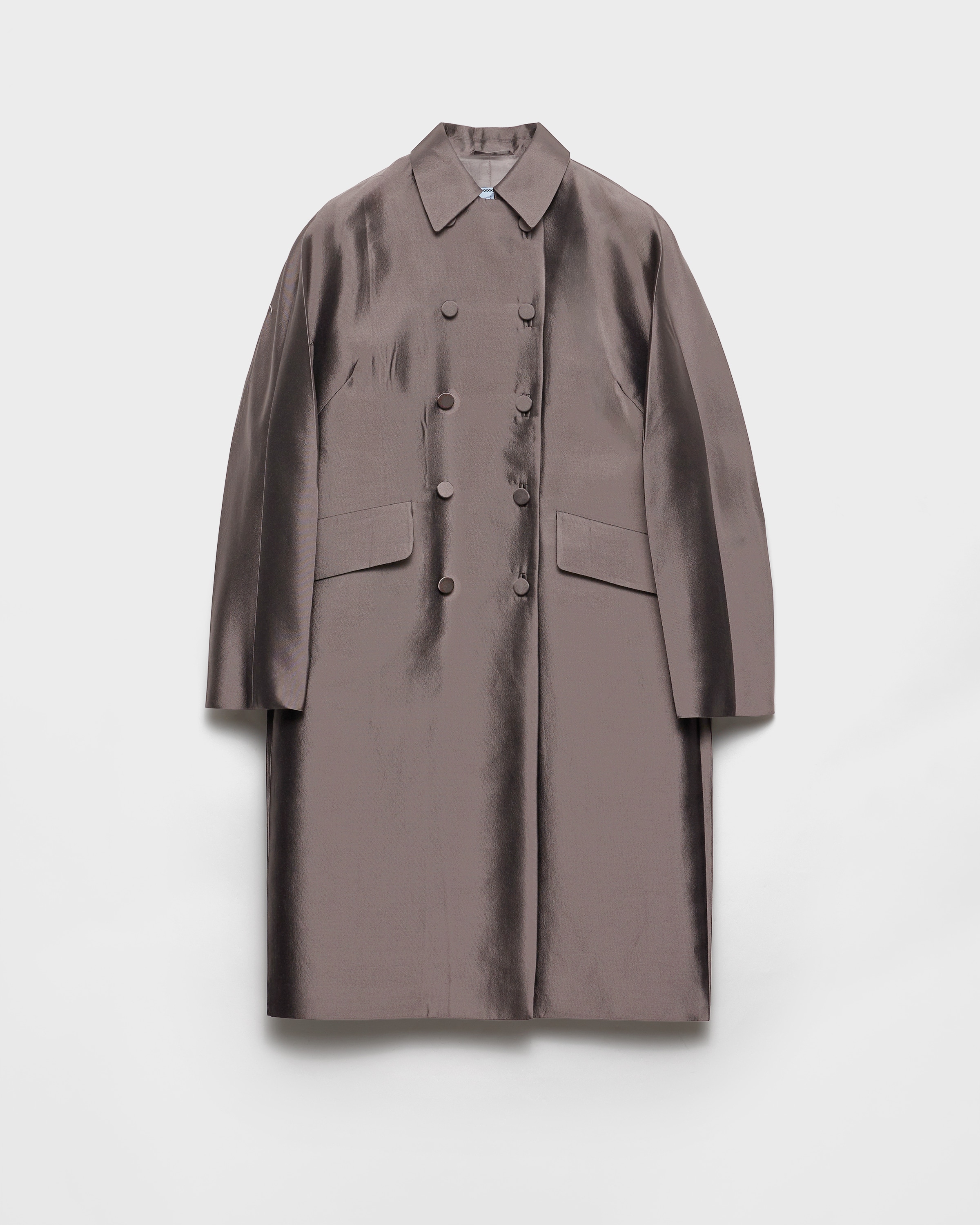 Prada Double-breasted Wool And Silk Coat In Brown