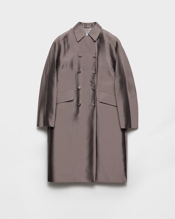 Double-breasted wool and silk coat - Grey Double-breasted wool and silk coat - Grey