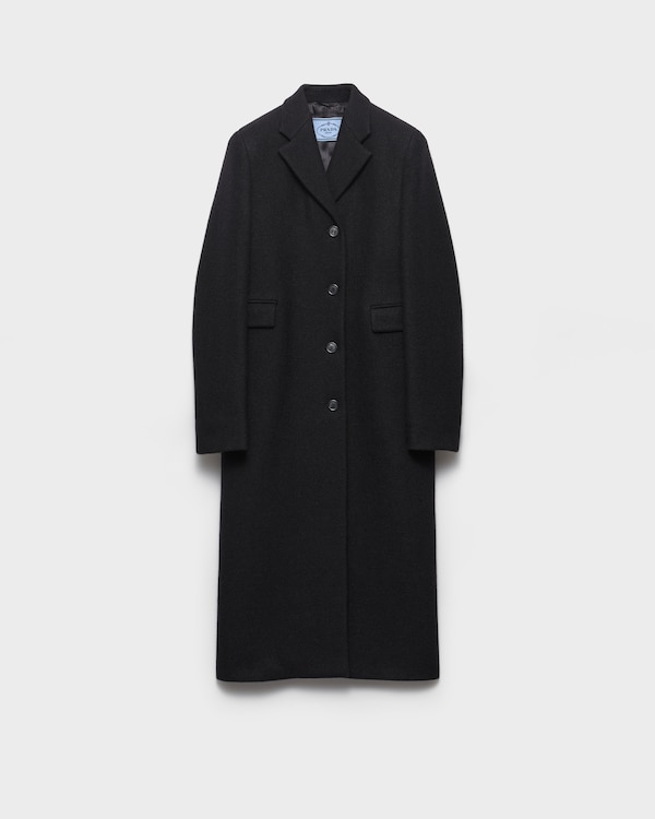 Single-breasted shetland wool coat - Black Single-breasted shetland wool coat - Black