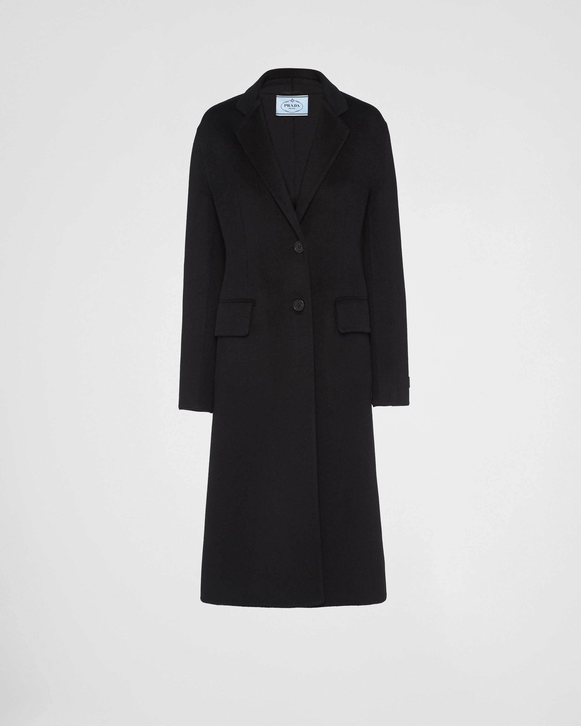 Prada Cappotto In Misto Lana Nera Donna In Black