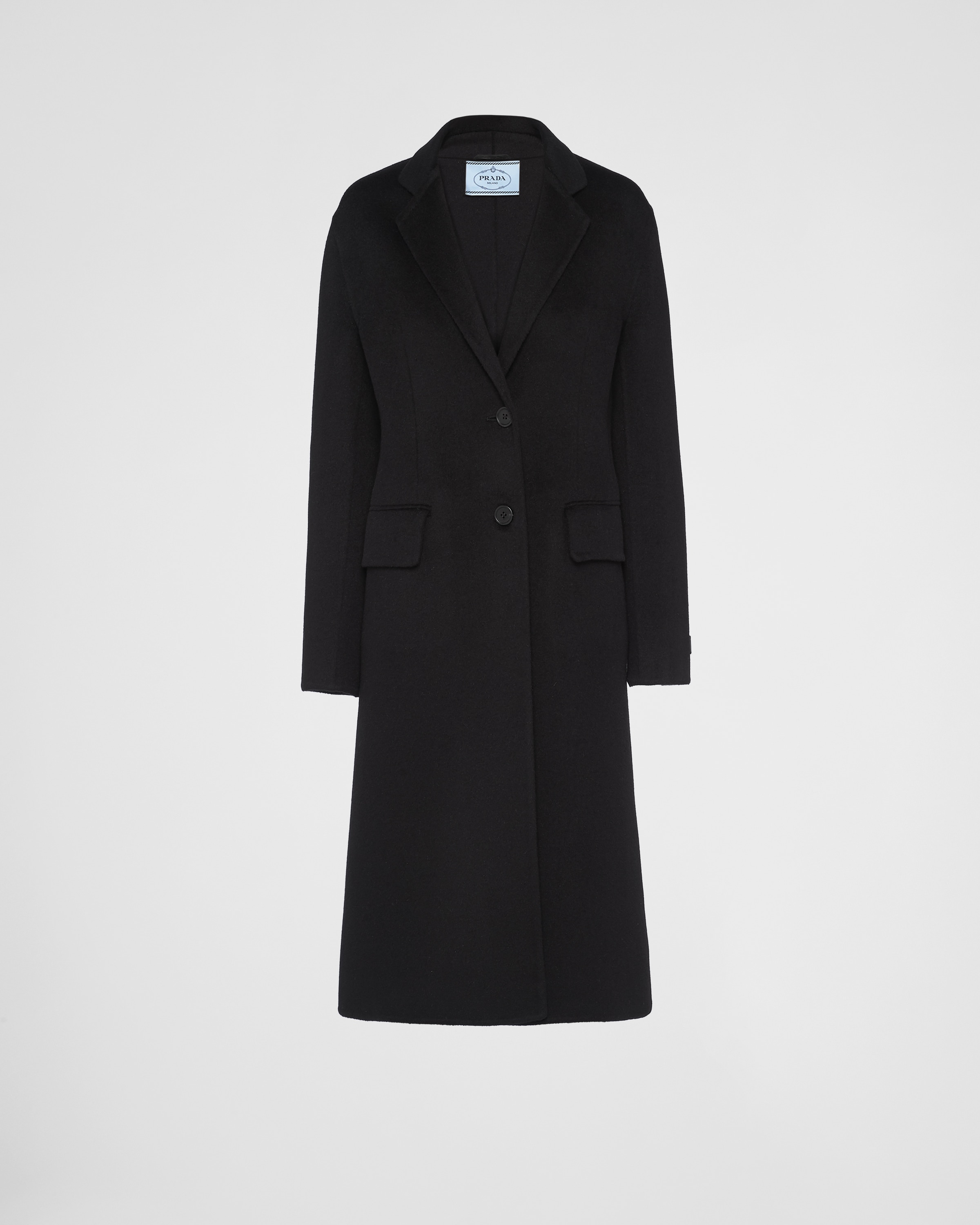 Prada Single-breasted Cashgora Coat In Black