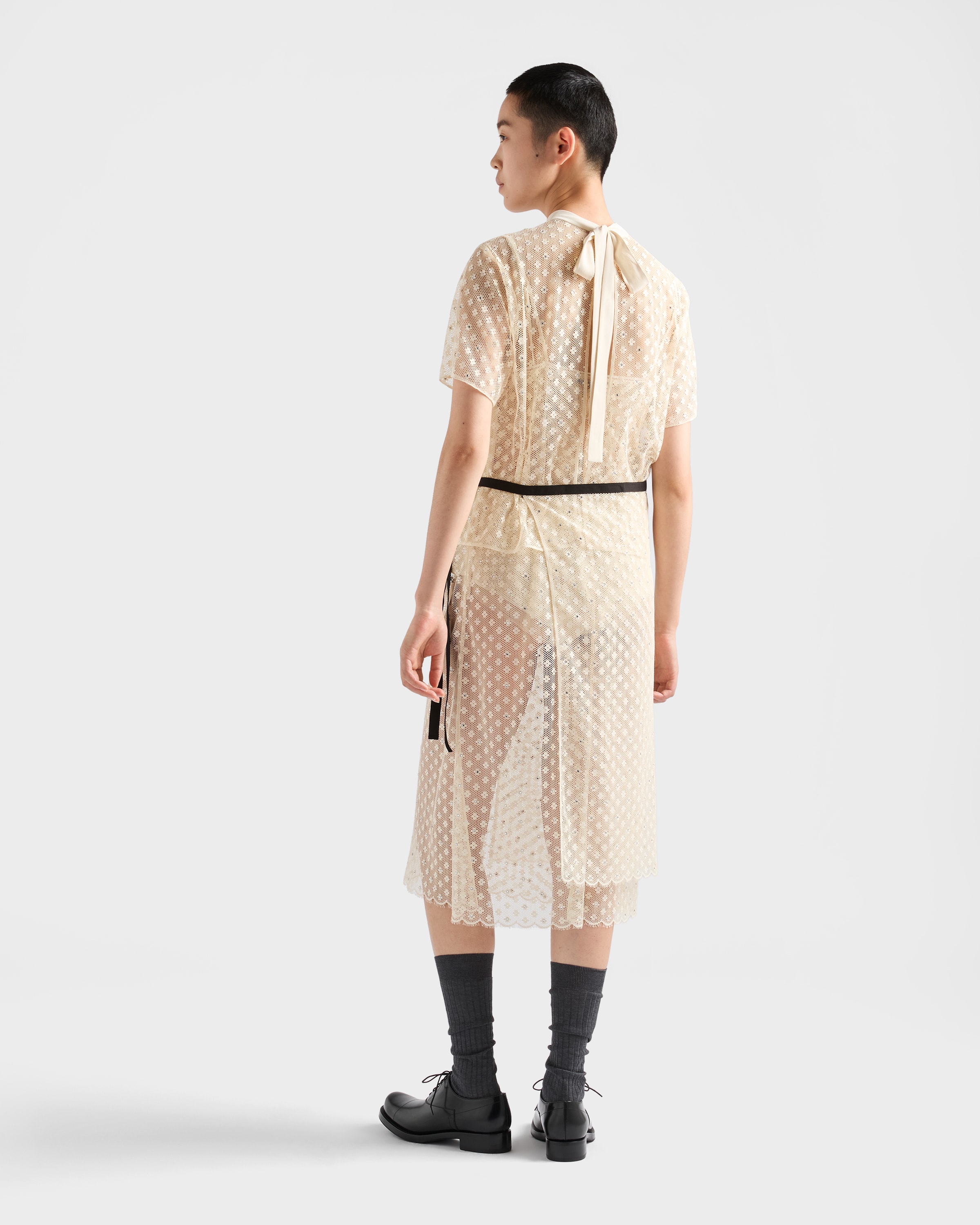 Natural Embroidered Lace Apron | PRADA - United States