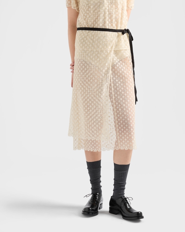 Embroidered lace apron - Natural Embroidered lace apron - Natural