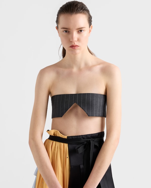 Pinstripe wool bandeau top - Slate Gray Pinstripe wool bandeau top - Slate Gray