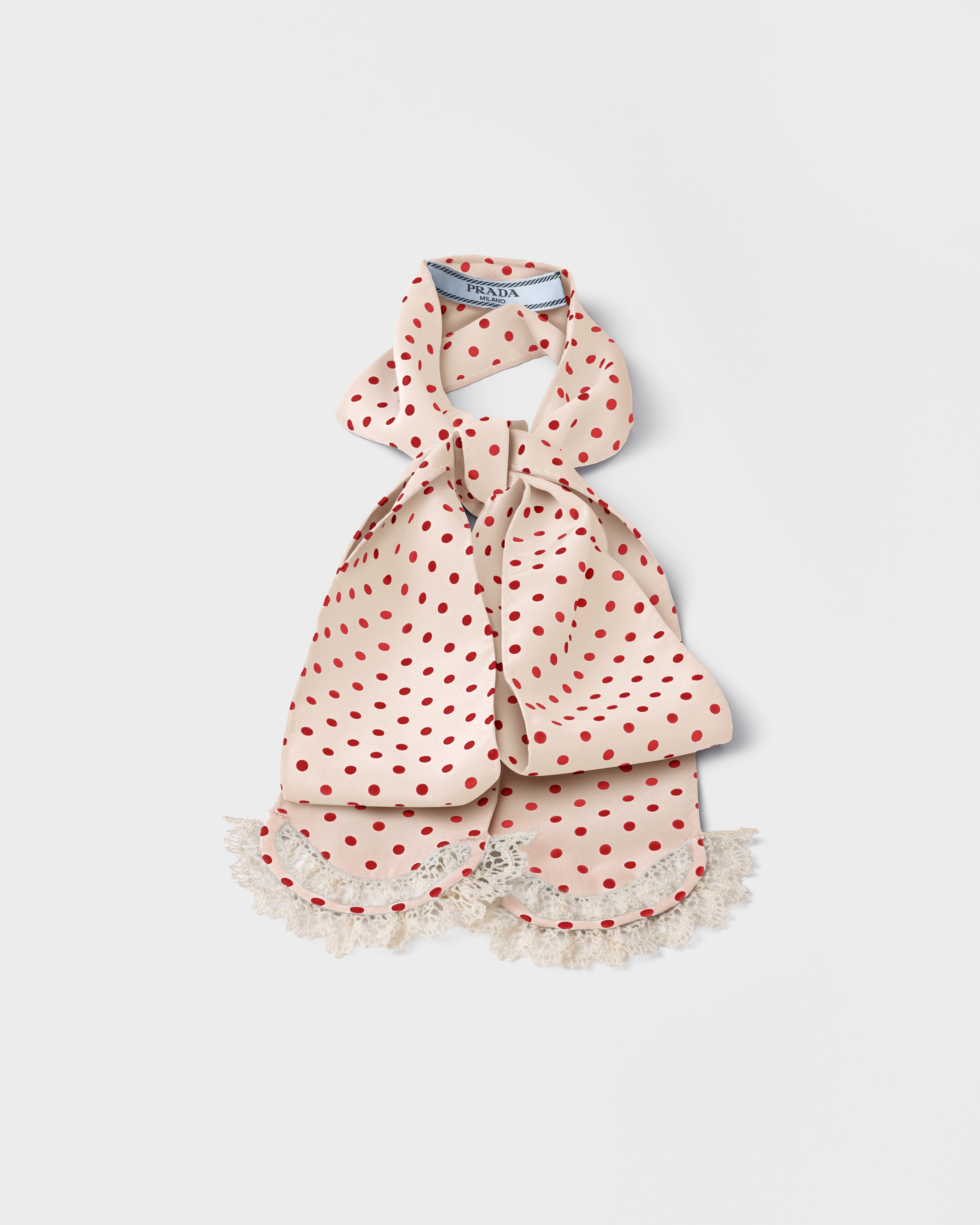 Sand/Red Polka-dot marocain scarf | PRADA - United States