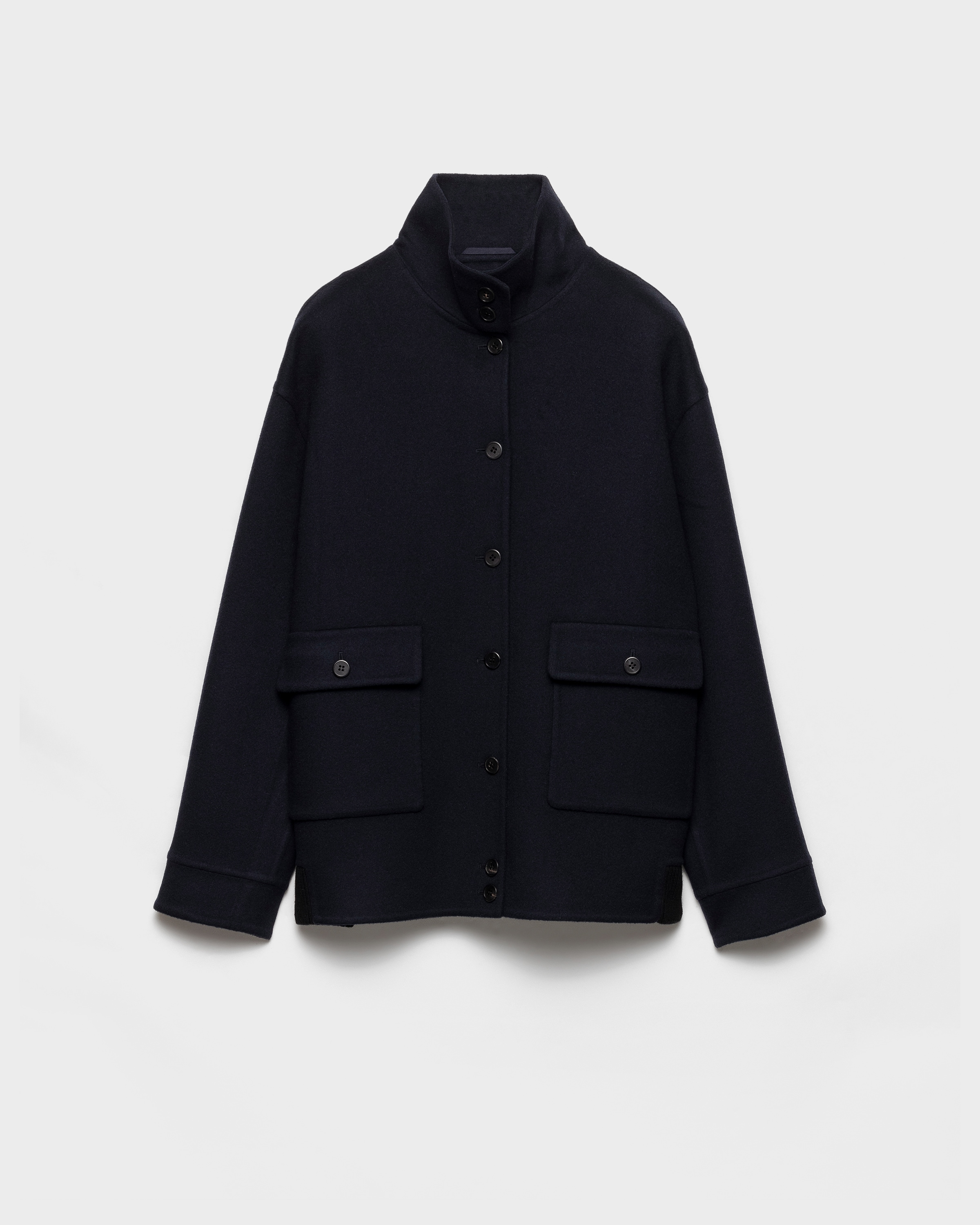 Prada Buttoned Reversible Jacket In Black
