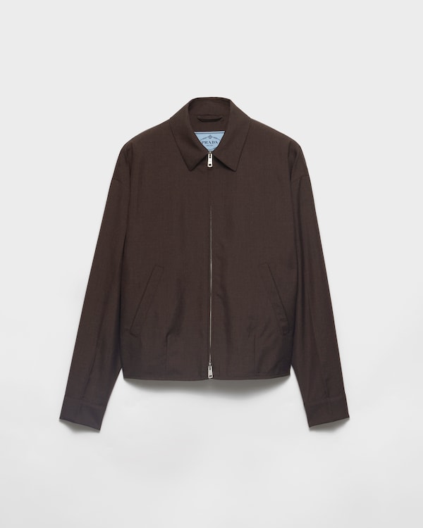 Camel Brown Lightweight Re-Nylon blouson jacket | PRADA