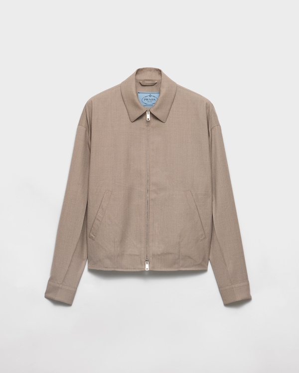 Sand Beige Mouliné wool blouson jacket | PRADA