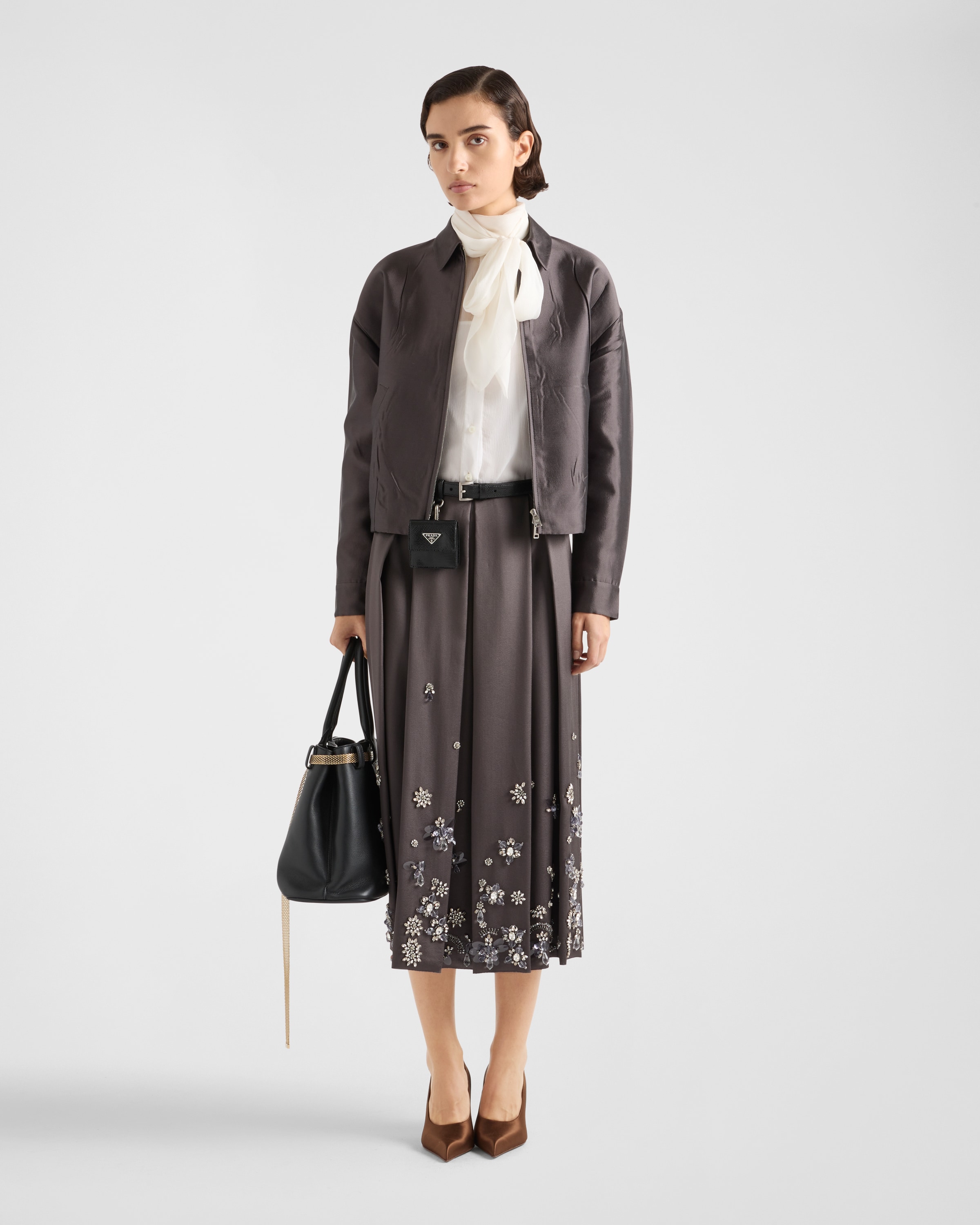 Prada Jacke Aus Seide Und Wolle In Grau