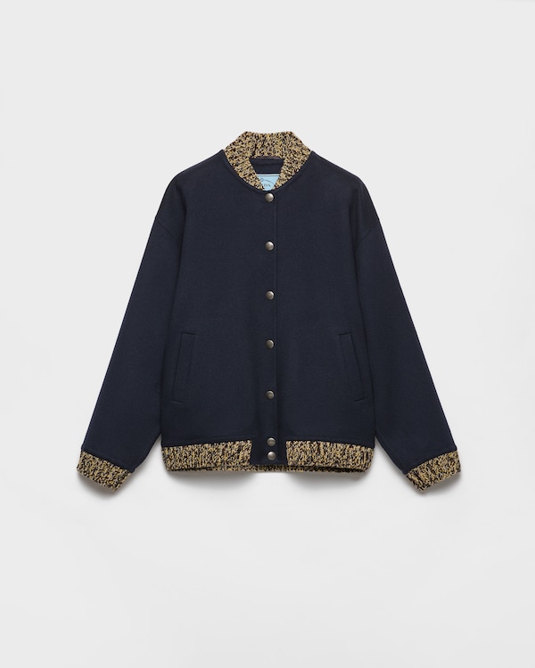 Navy Double cashmere and wool bomber jacket | PRADA