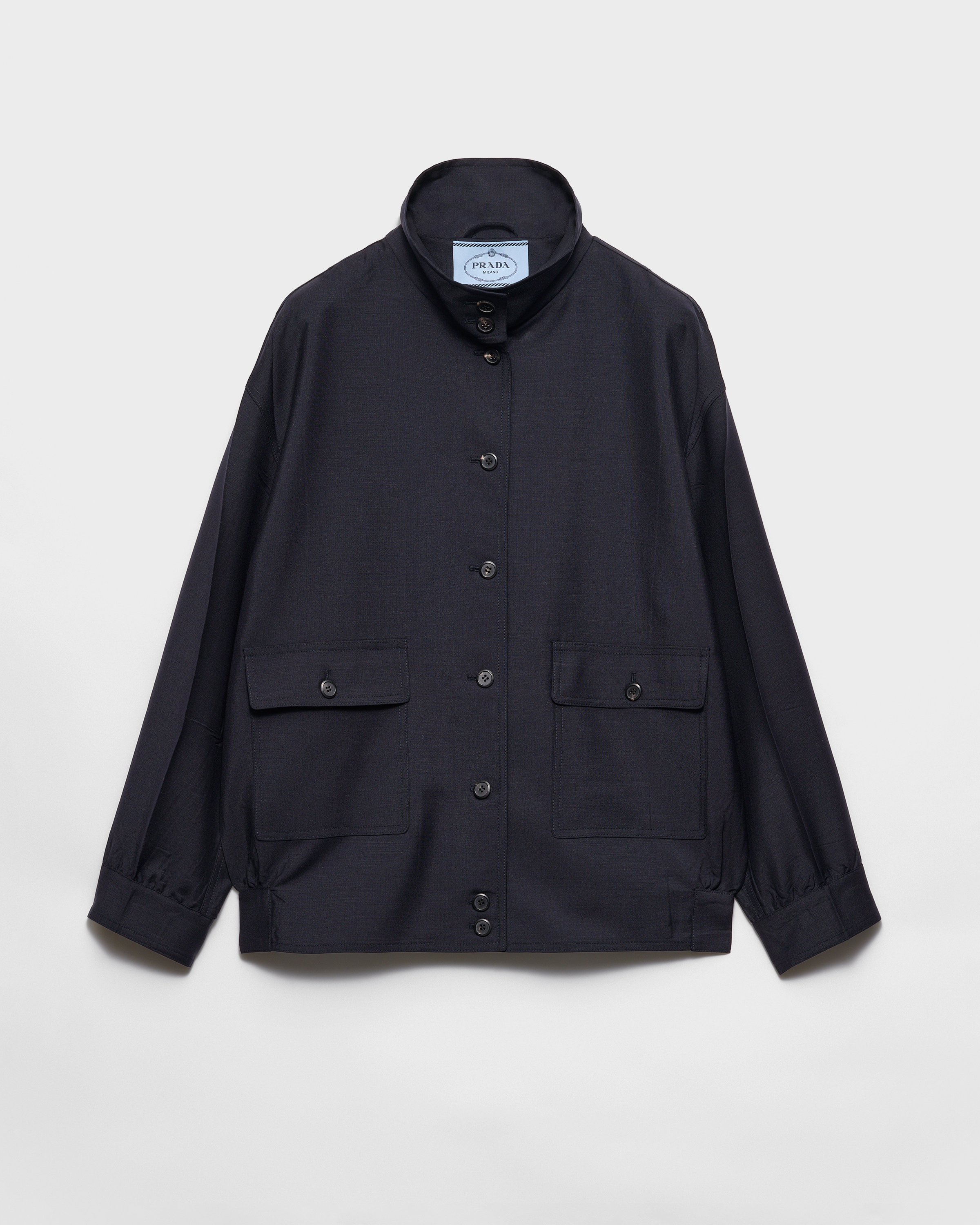 Prada Kid Mohair Jacket, Woman, Navy, Size 40