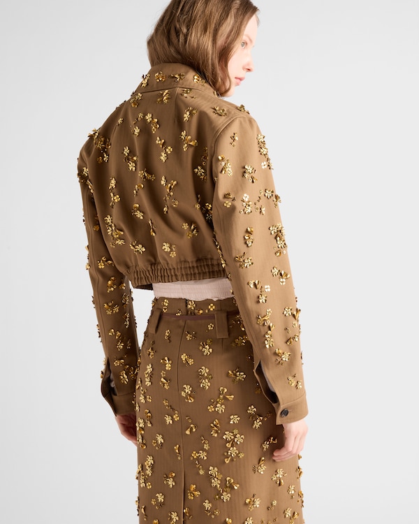 Embroidered chevron blouson jacket - Cork Beige Embroidered chevron blouson jacket - Cork Beige