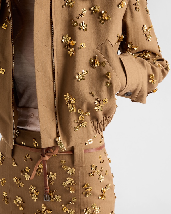 Embroidered chevron blouson jacket - Cork Beige Embroidered chevron blouson jacket - Cork Beige