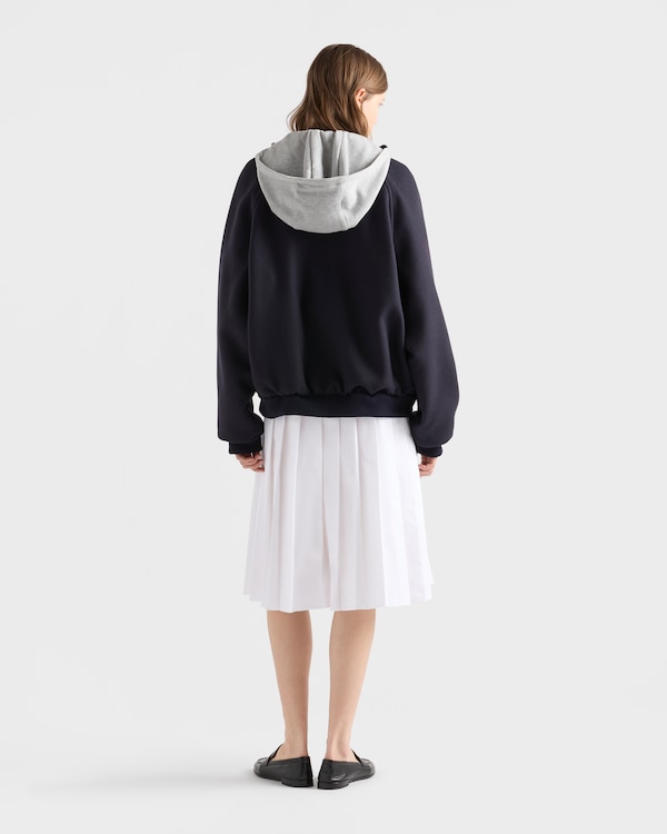 Cloth and cotton fleece jacket - Navy Cloth and cotton fleece jacket - Navy