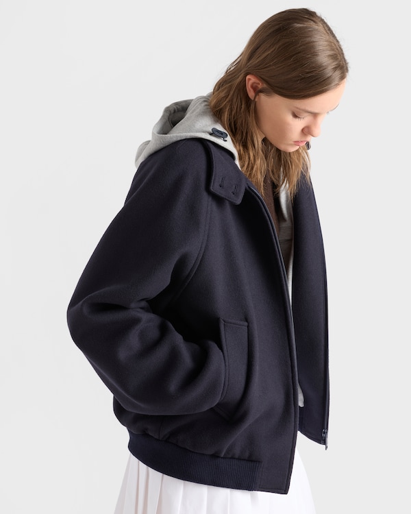 Cloth and cotton fleece jacket - Navy Cloth and cotton fleece jacket - Navy