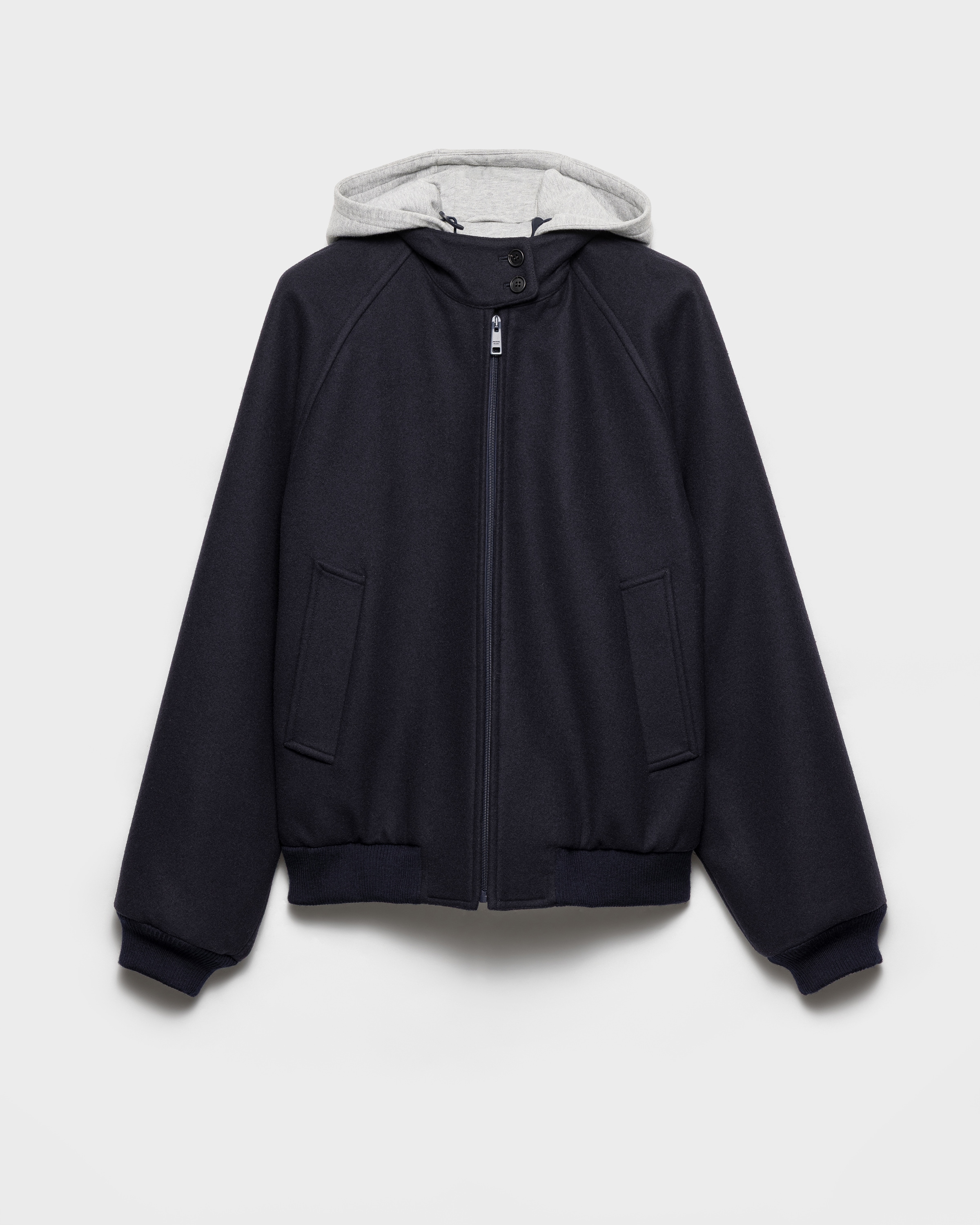 PRADA ネイビー フード付きジャケット Navy Medium-weight cashmere down jacket | PRADA - United States