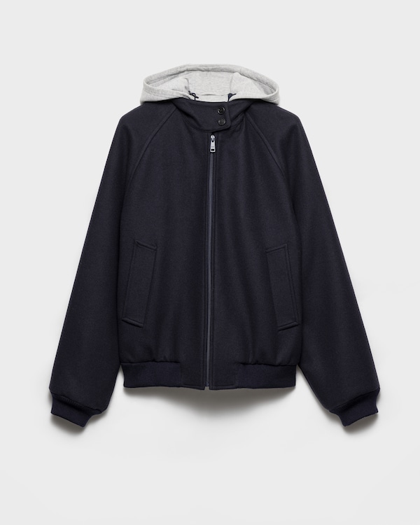 Cloth and cotton fleece jacket - Navy Cloth and cotton fleece jacket - Navy