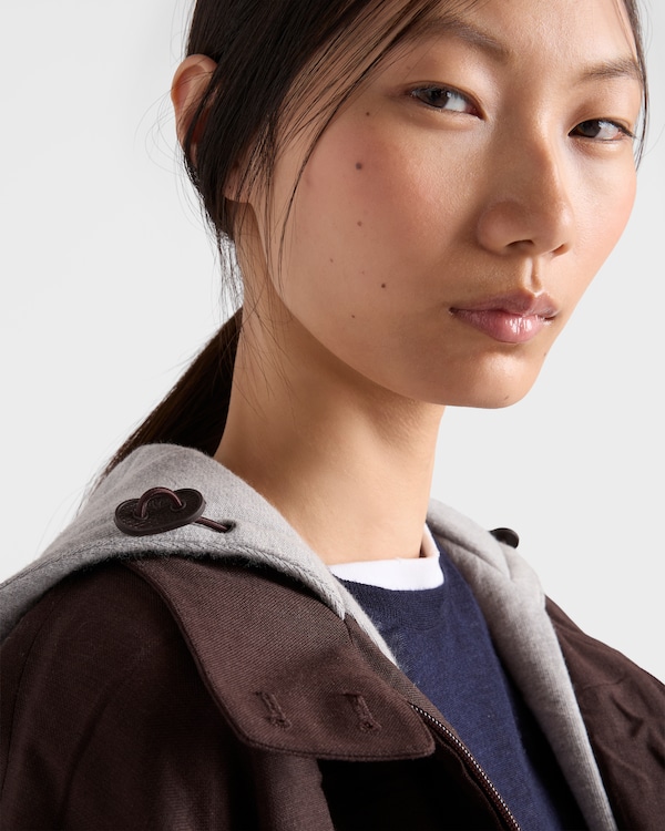 Hooded rush stitch jacket - Ebony Hooded rush stitch jacket - Ebony