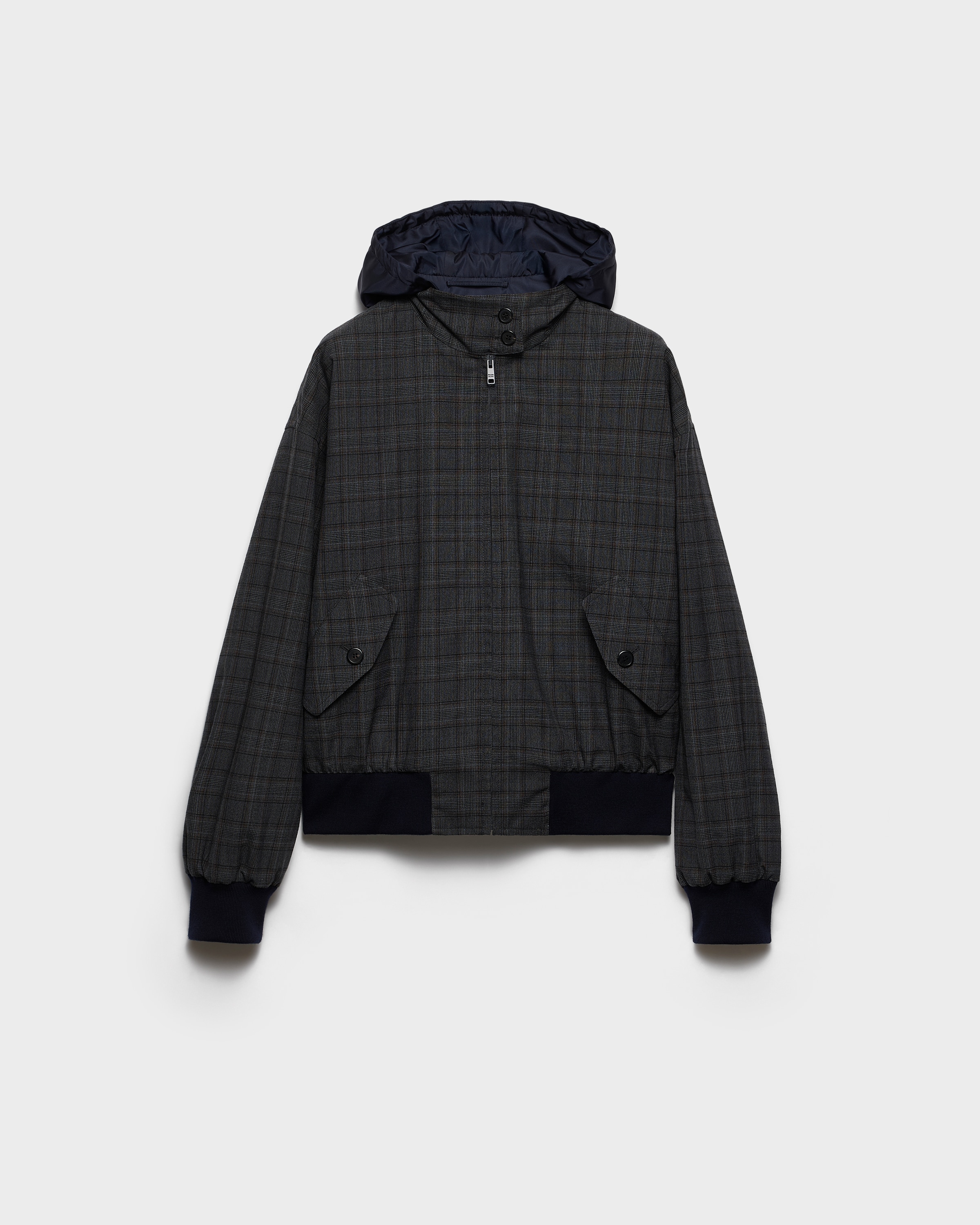 Hematite Prince Of Wales Checked Wool Jacket | PRADA