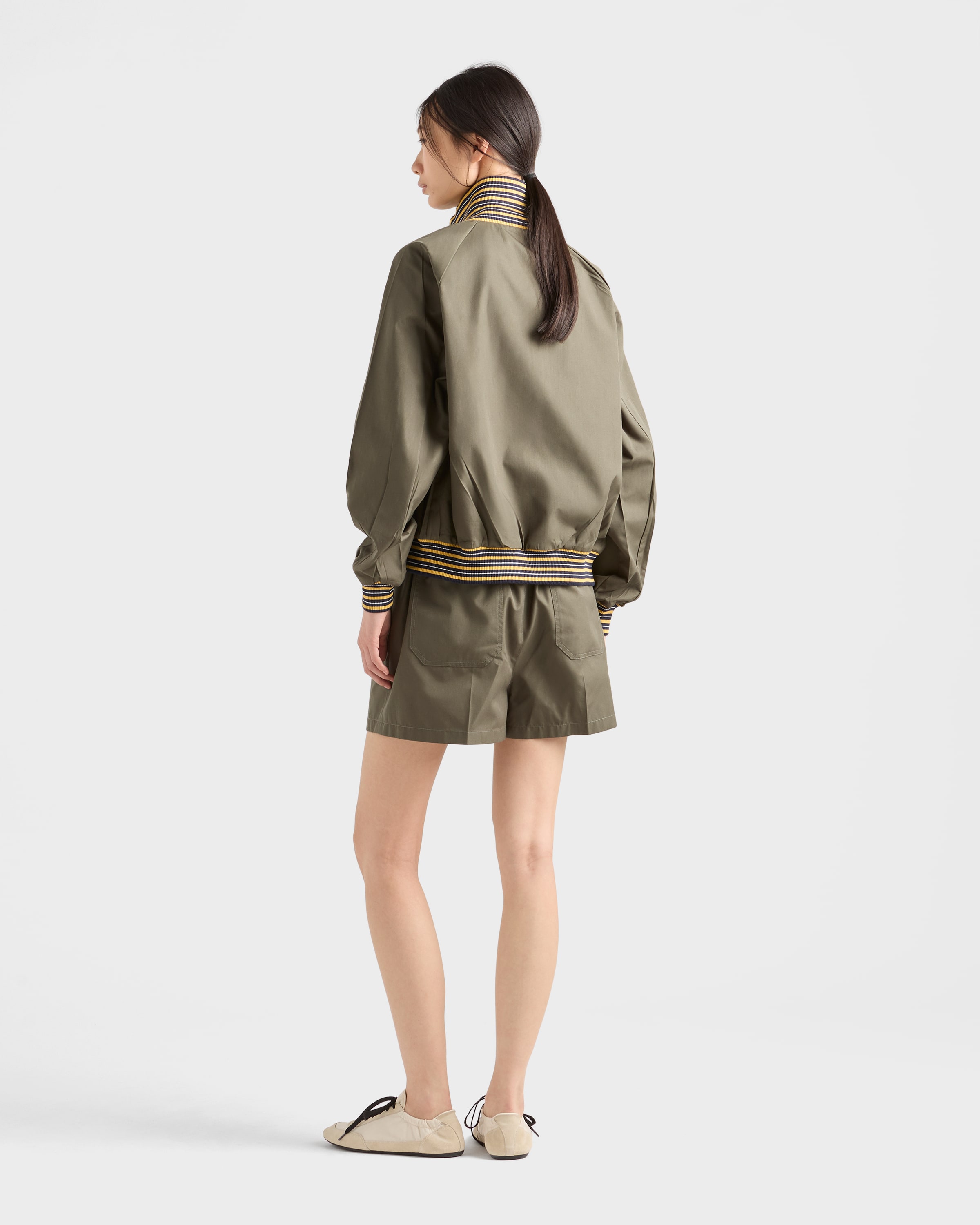 Forest Green Poplin turtleneck jacket | PRADA - United States
