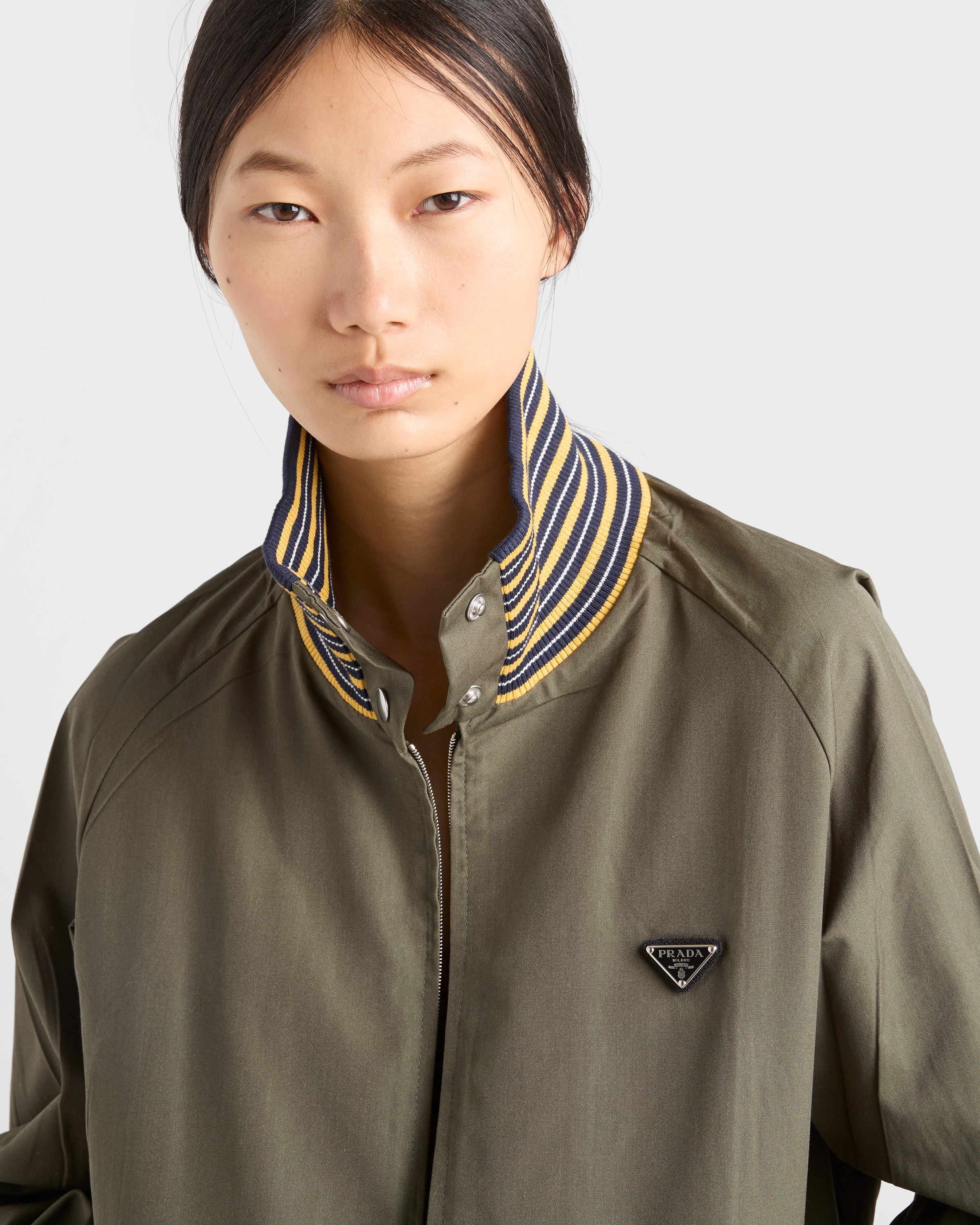 Forest Green Poplin turtleneck jacket | PRADA - United States