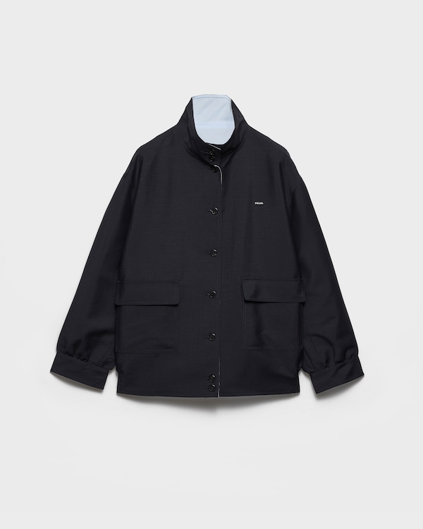 Kid mohair and poplin jacket - Navy Kid mohair and poplin jacket - Navy