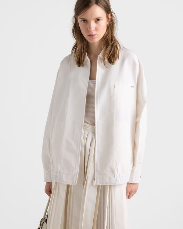 Silk faille blouson jacket - White Silk faille blouson jacket - White