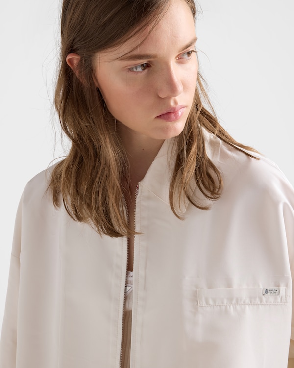 Silk faille blouson jacket - White Silk faille blouson jacket - White
