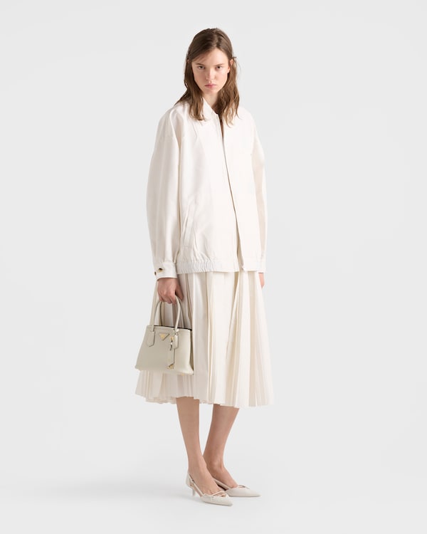 Silk faille blouson jacket - White Silk faille blouson jacket - White