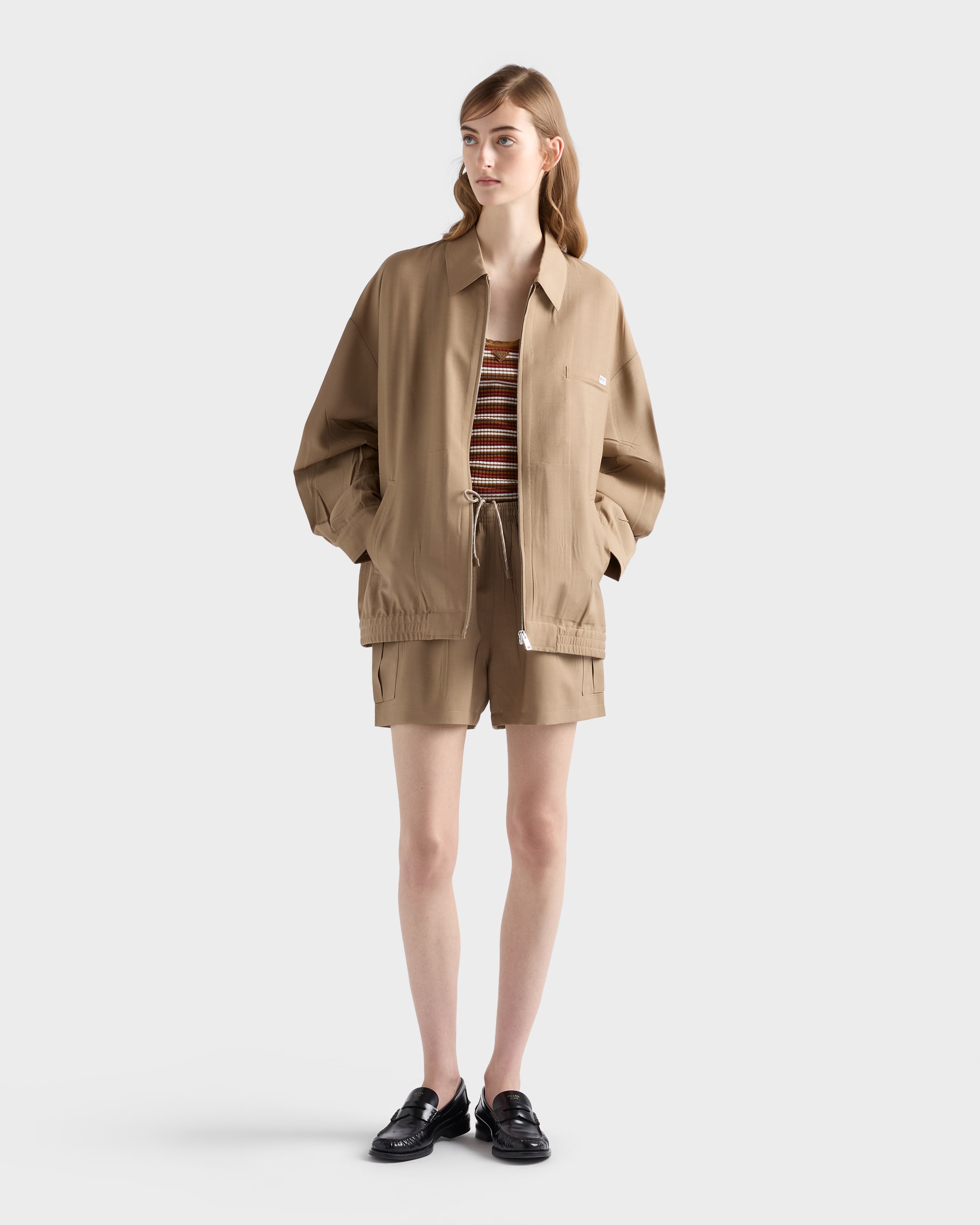 Hazelnut Mohair wool blouson jacket | PRADA - Monaco