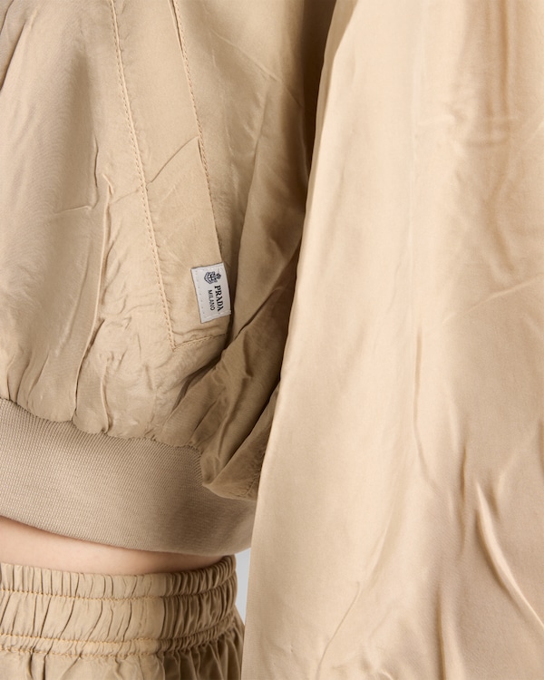 Cropped old silk bomber jacket - Limestone Cropped old silk bomber jacket - Limestone
