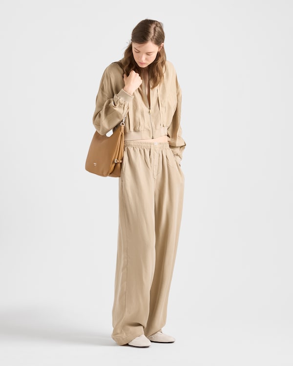 Cropped old silk bomber jacket - Limestone Cropped old silk bomber jacket - Limestone