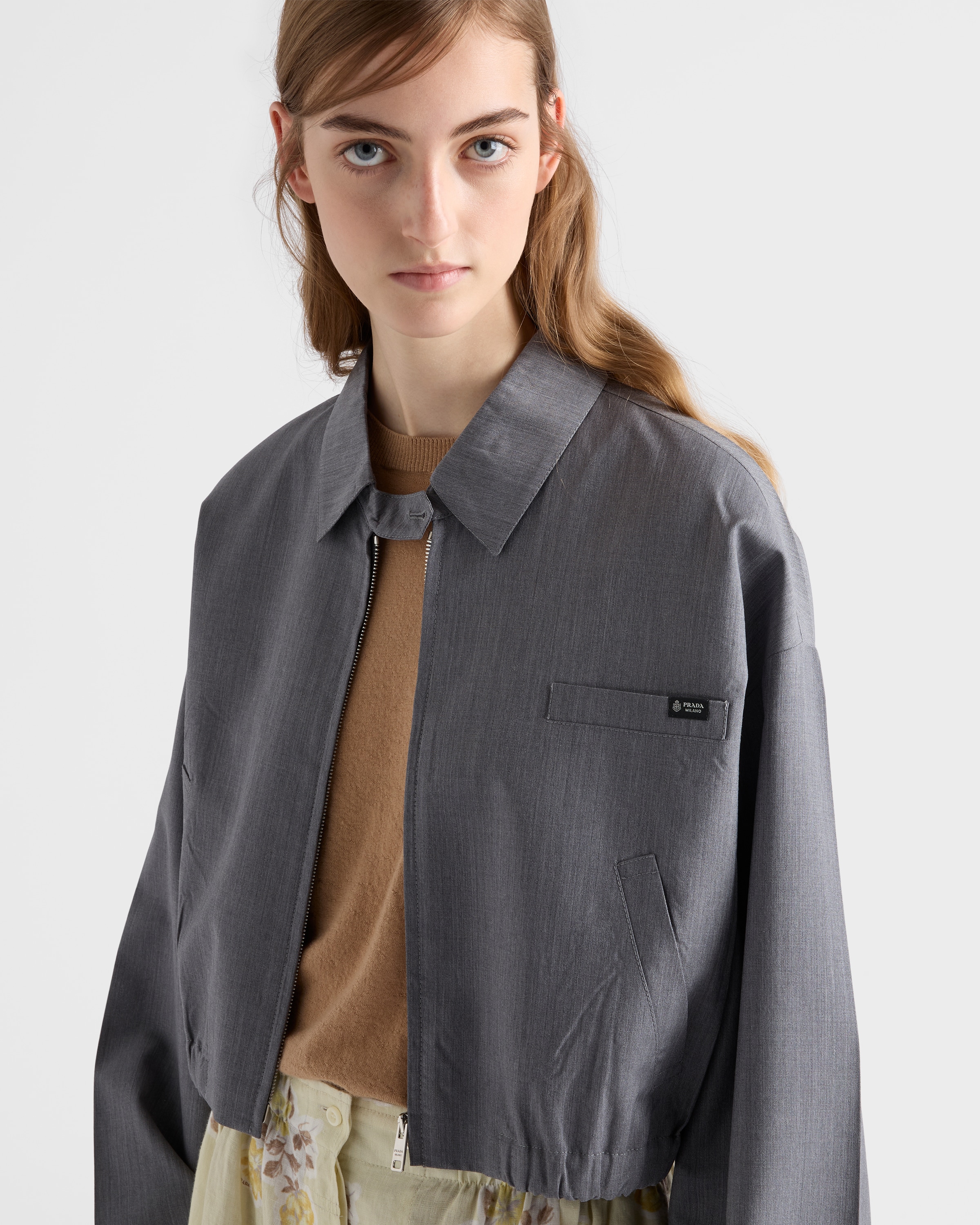 Grey Light mohair blouson jacket | PRADA - United States