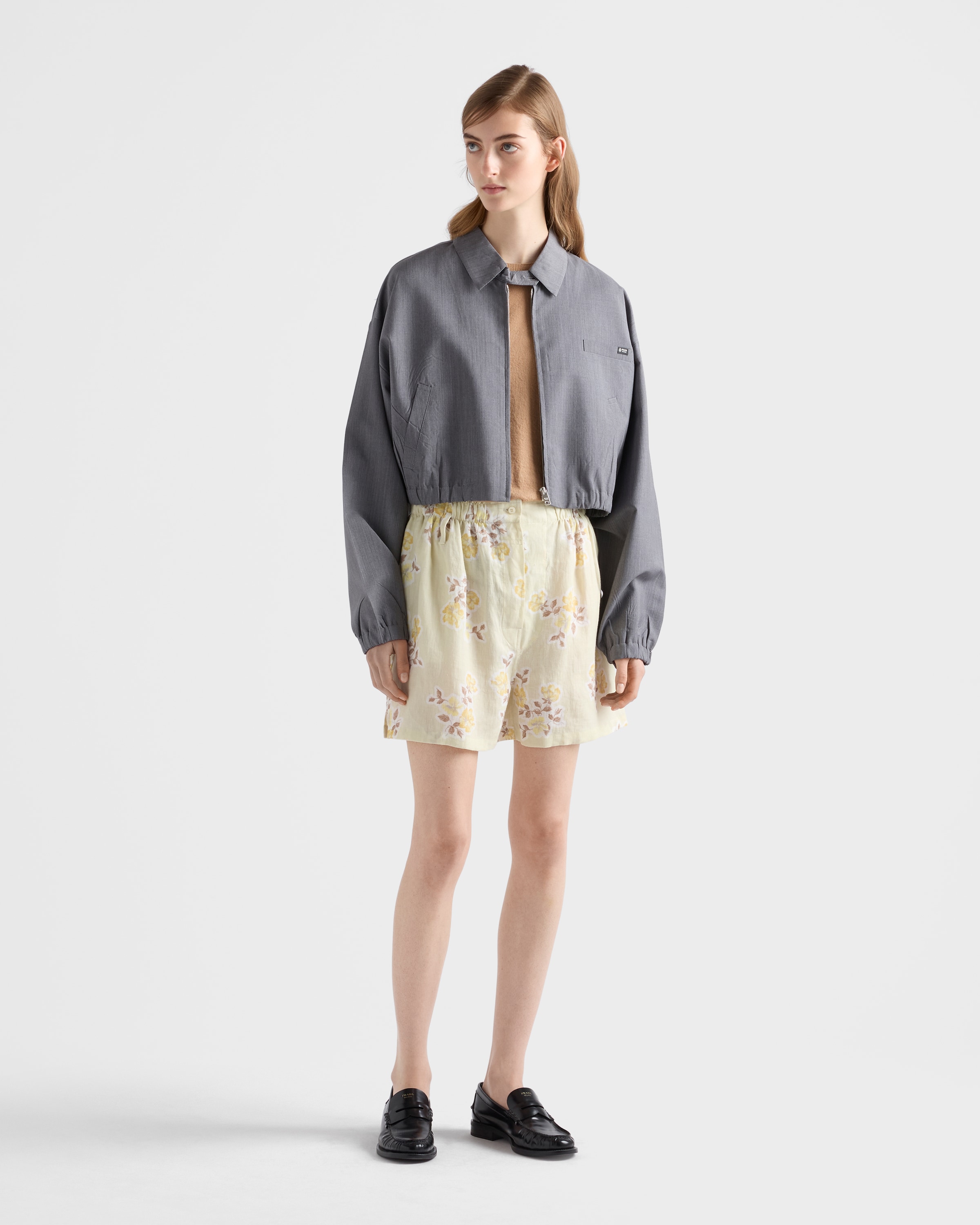 Grey Light mohair blouson jacket | PRADA - United States