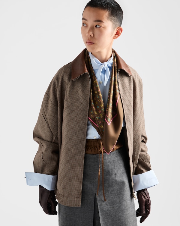 Blouson en laine à motif pied-de-poule - Tabac Blouson en laine à motif pied-de-poule - Tabac