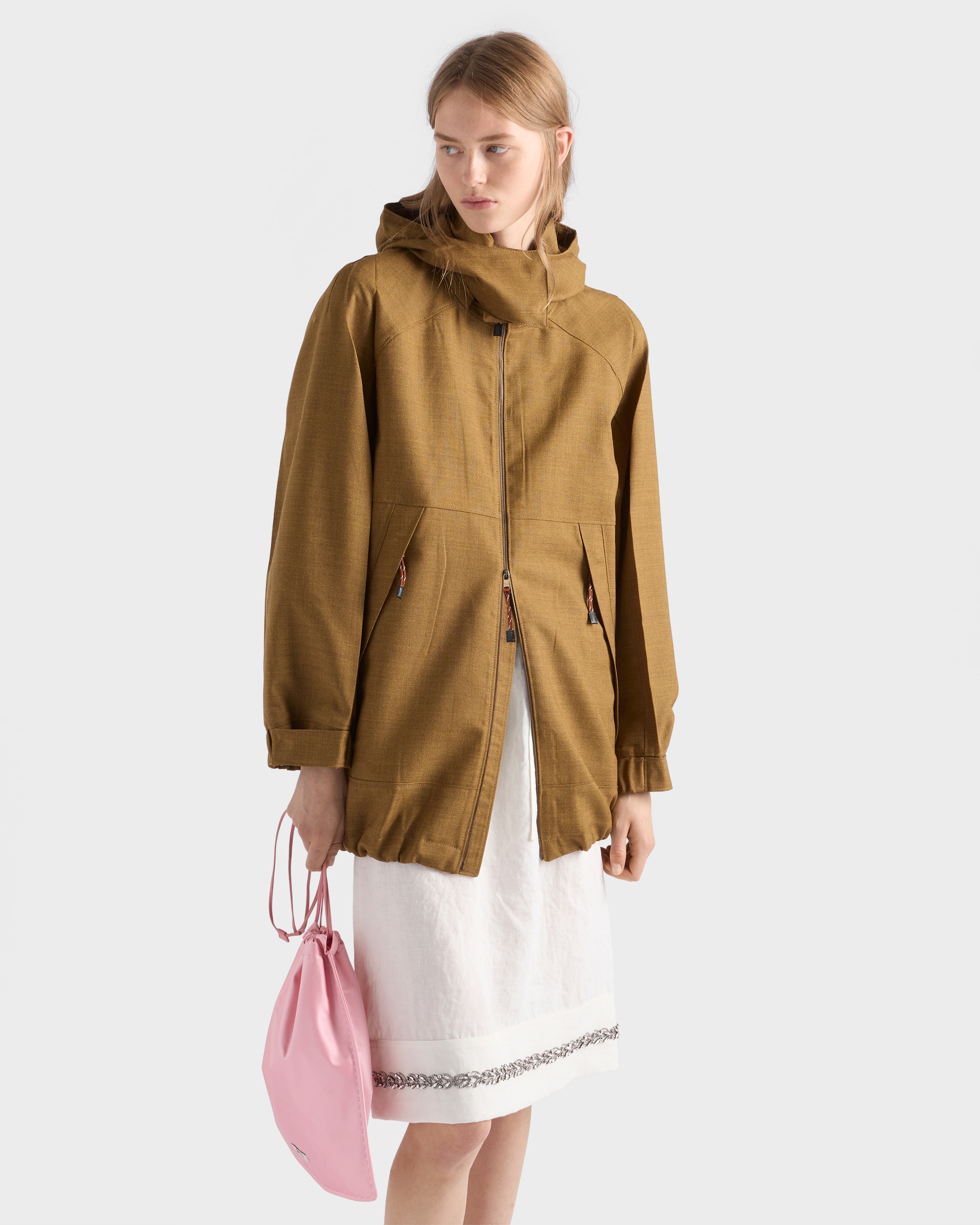 Cinnamon Mélange Hopsack Wool Jacket | PRADA - Monaco
