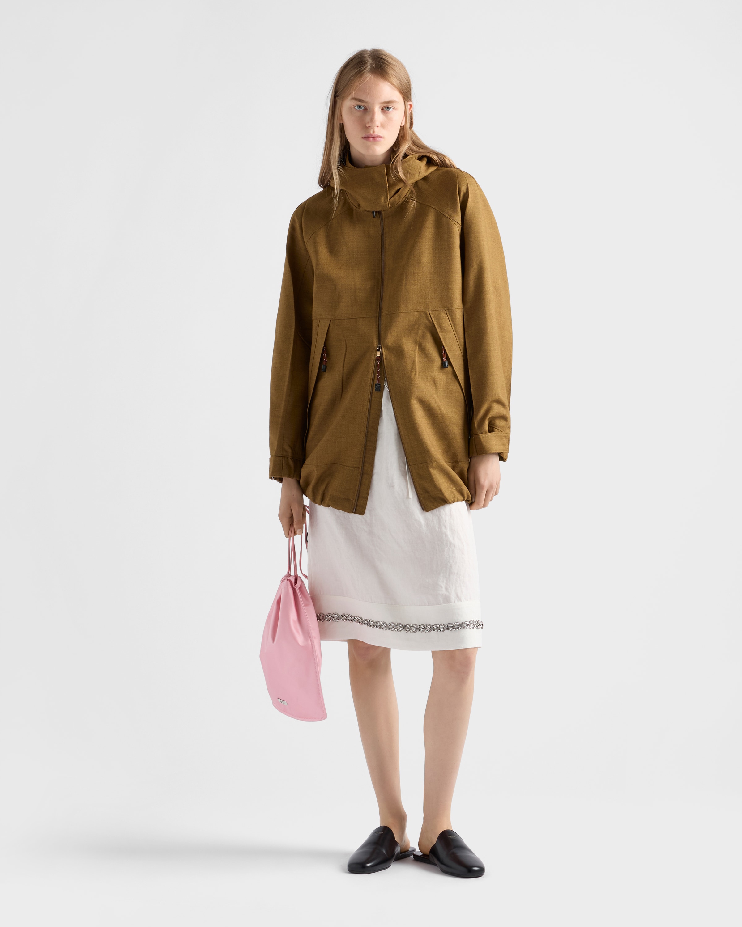 Cinnamon Mélange Hopsack Wool Jacket | PRADA