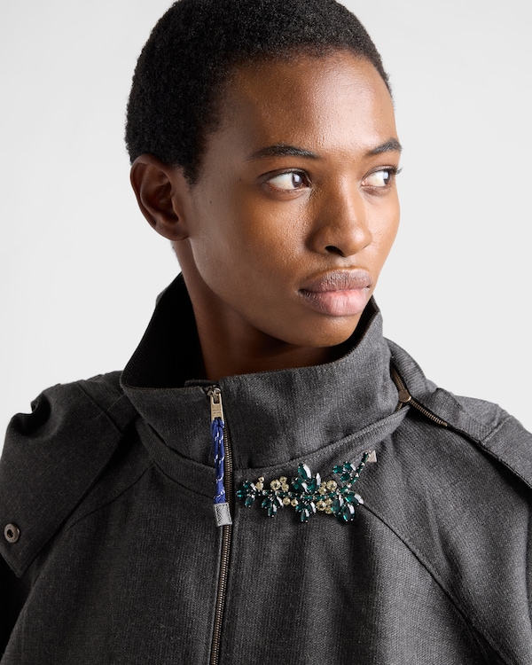 Chaqueta de lana hopsack jaspeada - Gris Pizarra Chaqueta de lana hopsack jaspeada - Gris Pizarra