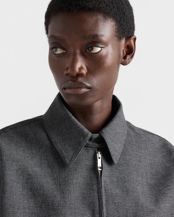 Bonded devoré hopsack blouson jacket - 슬레이트/가넷 Bonded devoré hopsack blouson jacket - 슬레이트/가넷