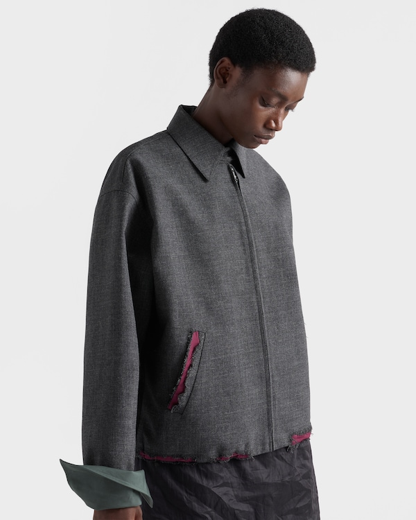 Bonded devoré hopsack blouson jacket - 슬레이트/가넷 Bonded devoré hopsack blouson jacket - 슬레이트/가넷