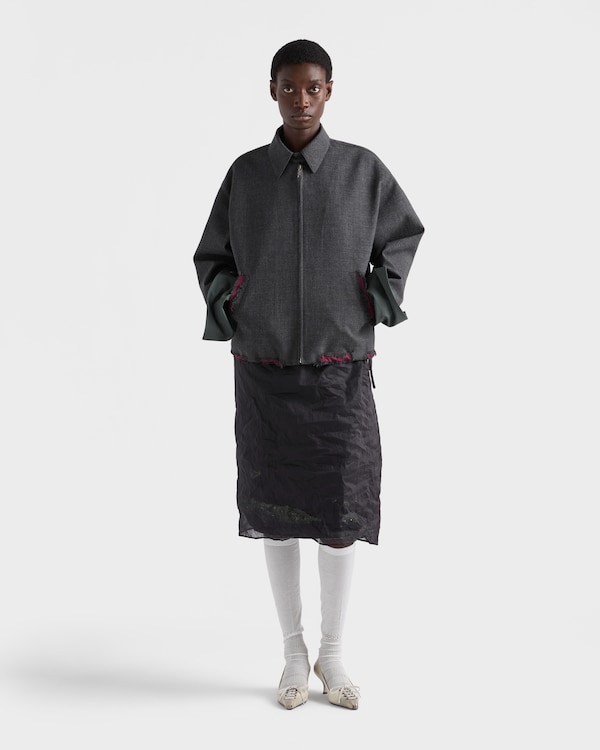 Bonded devoré hopsack blouson jacket - 슬레이트/가넷 Bonded devoré hopsack blouson jacket - 슬레이트/가넷