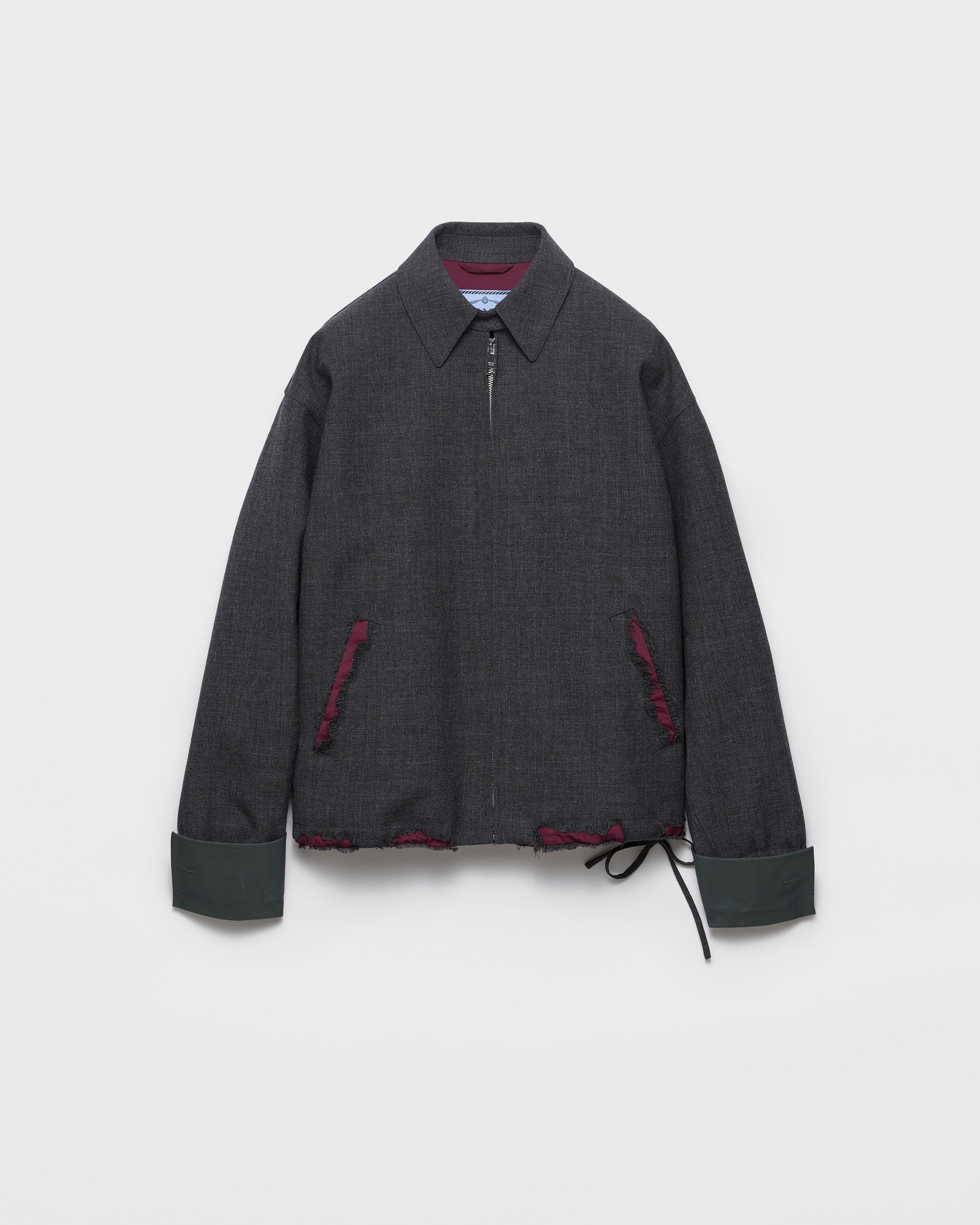 Slate/garnet Bonded Devoré Hopsack Blouson Jacket | PRADA - Turkey