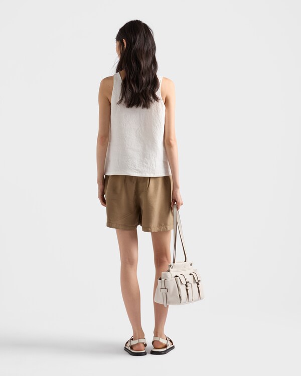 Embroidered linen top - White Embroidered linen top - White