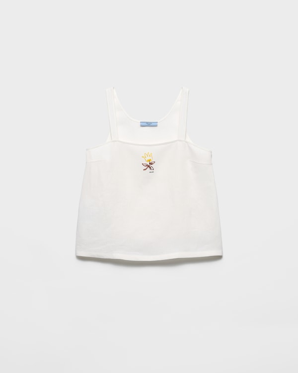 Embroidered linen top - White Embroidered linen top - White