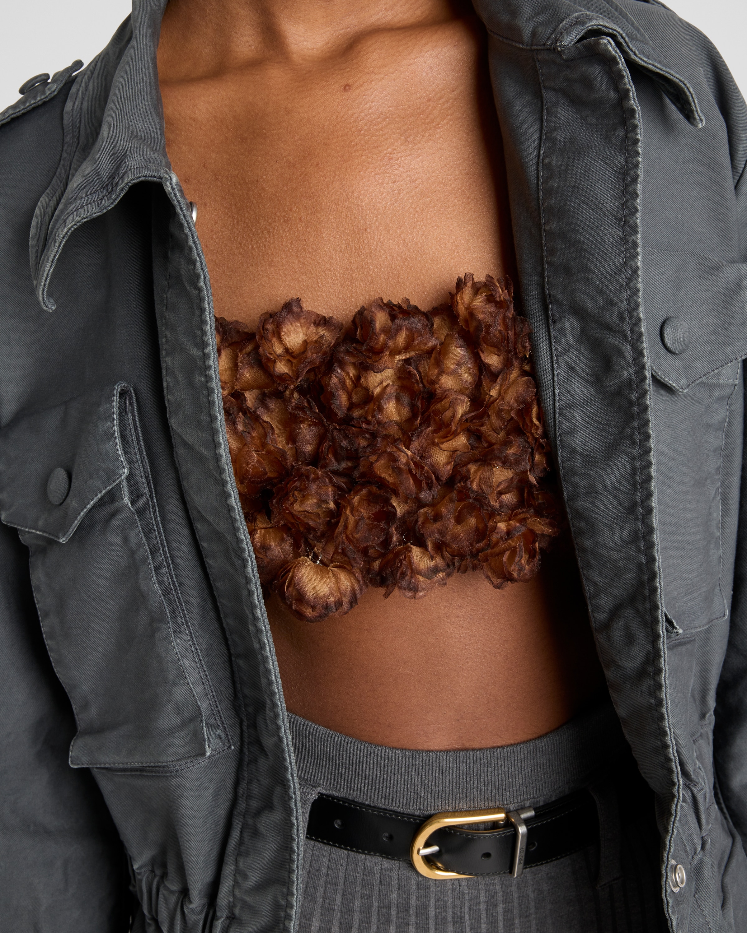 Prada Embroidered Organza Bandeau Top In Cameo